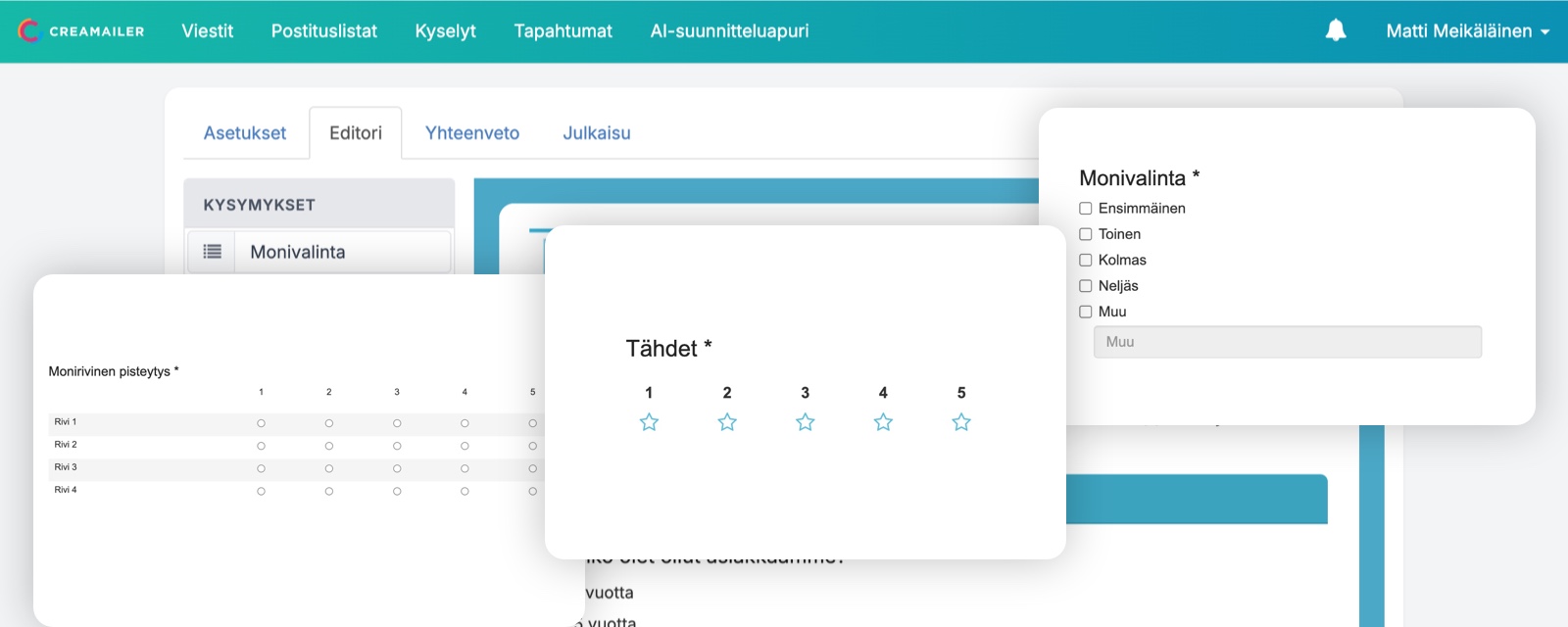 Monipuoliset kysymystyypit