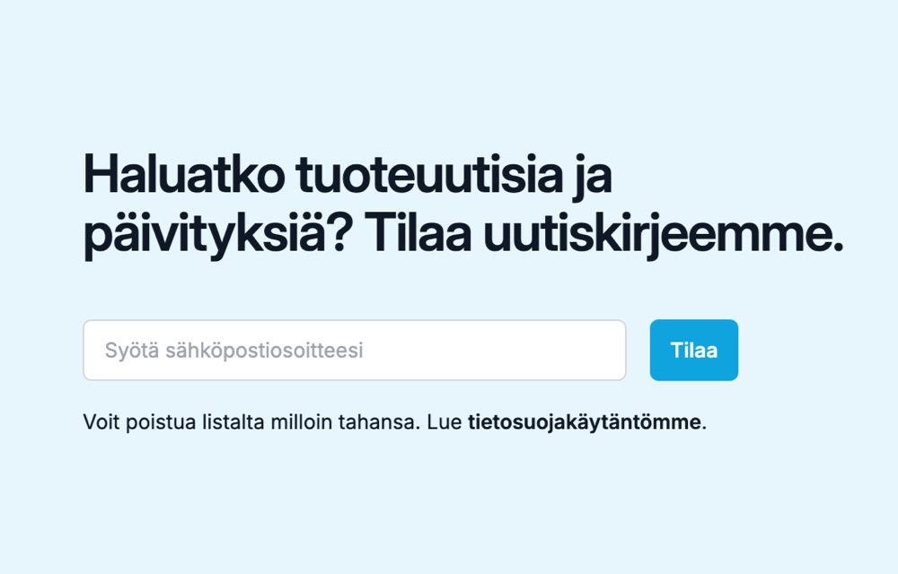 Tilaa uutiskirje -lomake