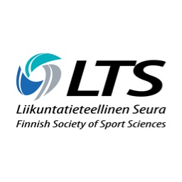 Sini, turkoosi, harmaa pyörä, jonka vieressä isolla mustalla kirjaimet LTS ja alla lukee harmaalla Liikuntatieteellinen seura.