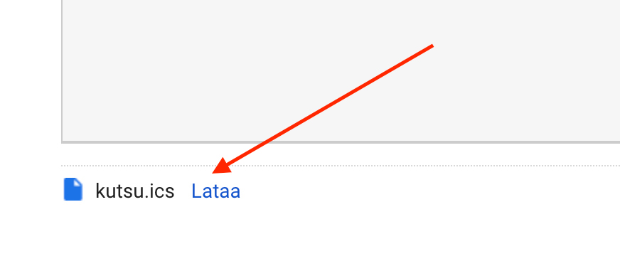 Google kalenteri - ICS-tiedoston lataus