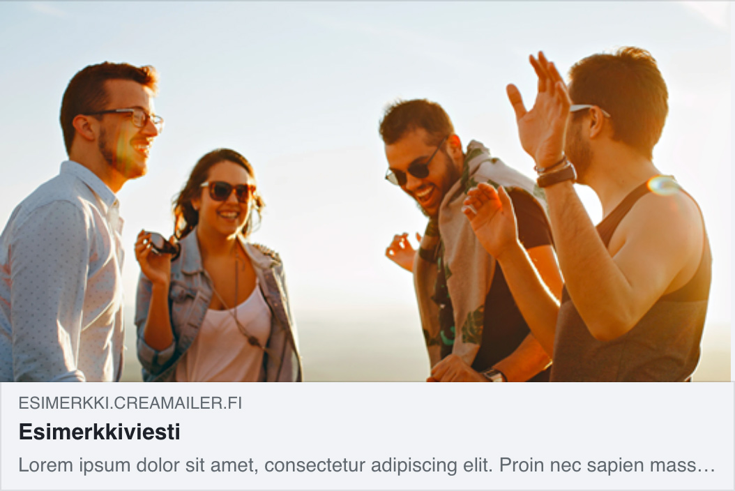 Esimerkki jakamisesta Facebookissa