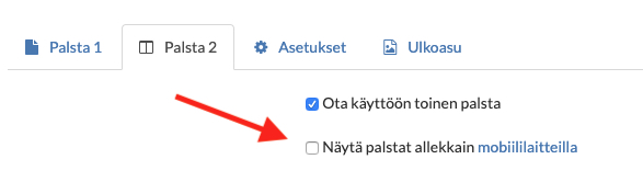Näytä palstat alekkain mobiililaitteilla