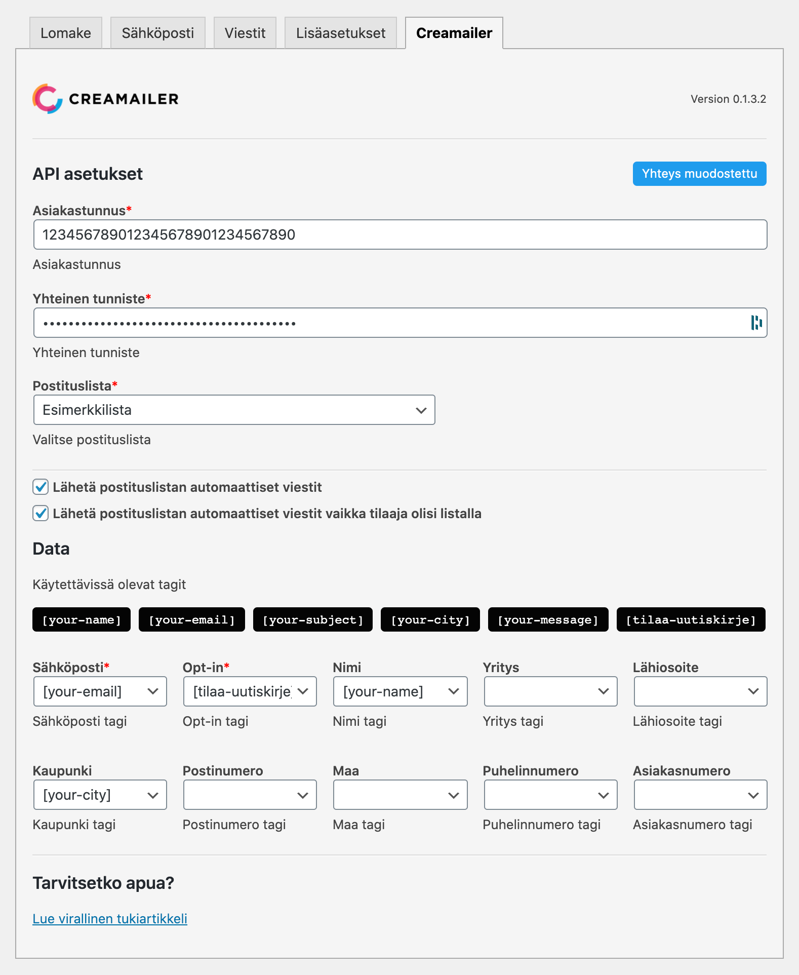Creamailer - Contact Form 7 -laajennus