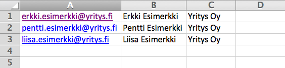 Excel-esimerkki