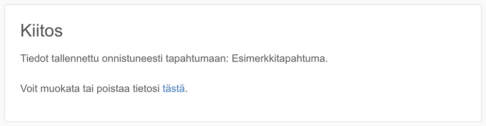 Kiitos-sähköposti - Muokkaus ja poisto