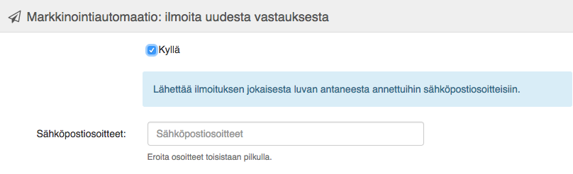 Ilmoita uudesta vastauksesta