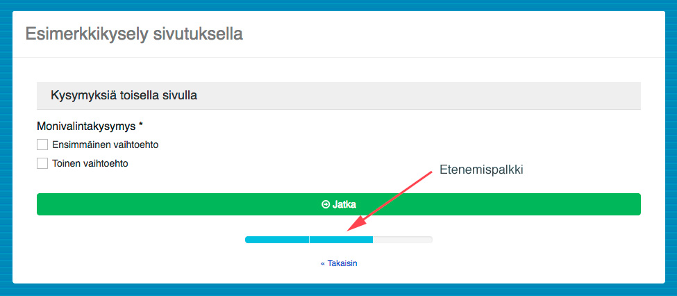 Sivutuksen näkyminen