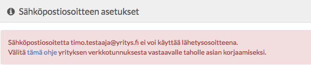 SFP-tietue virheilmoitus