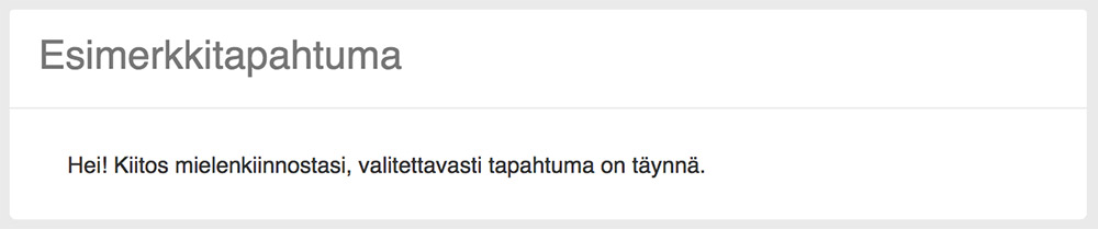 Tapahtuma täynnä
