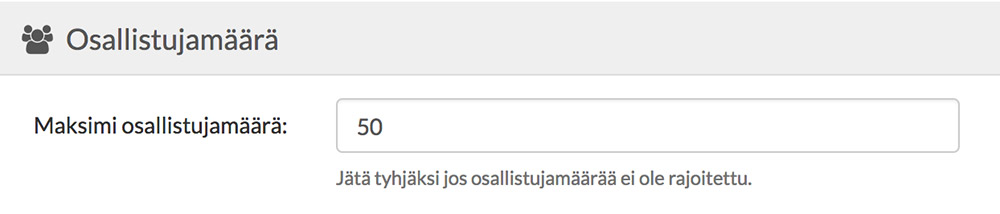 Tapahtuman maksimi osallistujamäärä
