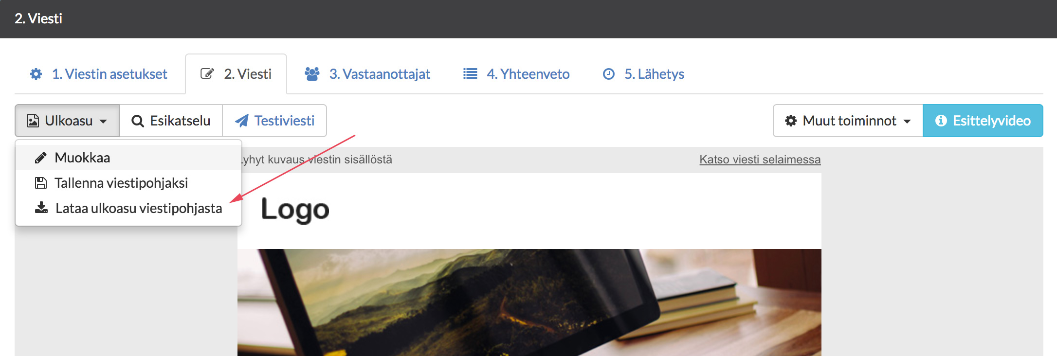 Ulkoasun lataaminen